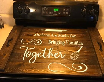 Rustic Wood Stove Top Cover: Kitchen Decor - Gas & Electric Stoves