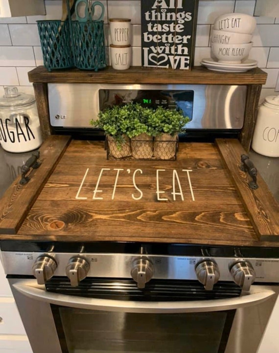 Simple Wooden Noodle Board in Warm Brown, Stove Cover