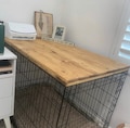 Farmhouse Dog Crate Table Top: Wood Kennel Cover