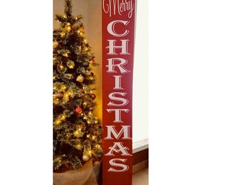 Handgemaakt vrolijk kerstfeest houten verandabord - verticaal vakantiedecor
