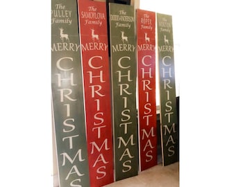 Handmade 6' Christmas Porch Sign: Vertical Wood Holiday Decor