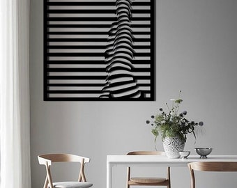 Panel de arte mural de madera con piernas de mujer abstractas