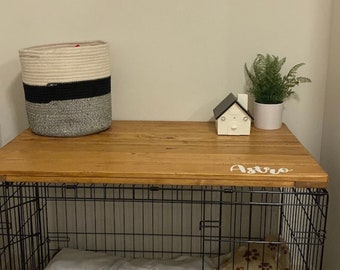 Cubierta para jaula de perro de estilo rústico: tablero de madera para mesa de perrera