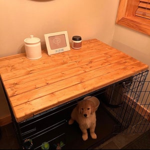 Farmhouse Dog Crate Table Top: Wooden Kennel Cover