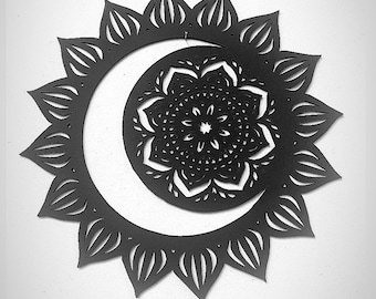 Sun and Moon Mandala Wall Art: Baltic Birch Wood Panel