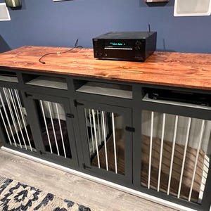 Double Dog Kennel | Entertainment Center Dog Kennel | FREE SHIPPING | Farmhouse Dog Kennel | Dog Crate | Rustic Dog Kennel | Tv Stand | Pets