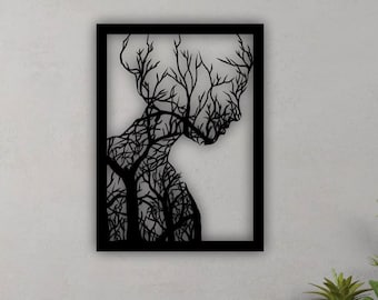 Woman Tree Wall Decor - Wooden Wall Art - Home Art - Wooden Woman Art Panel,  Woman Tree Art panel