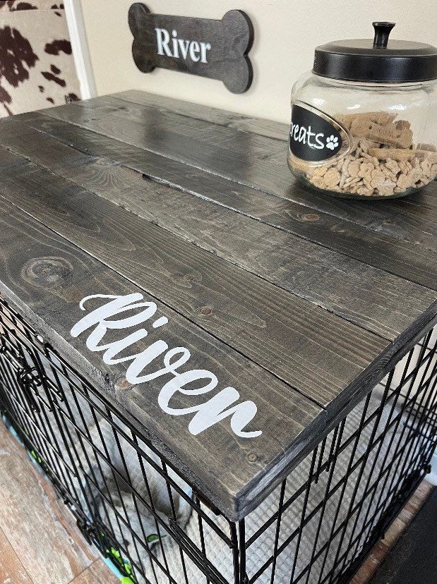 Farmhouse Dog Crate Topper: Wood Kennel Table Cover