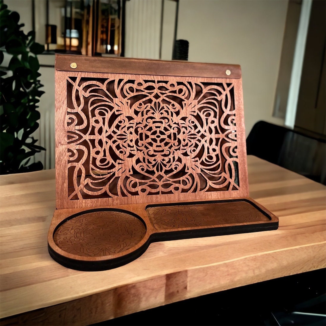 3HQ Wooden Book Holder Stand For Page Rest, Unique Book Nook Reading Valet With Cup, Glasses & Pen Holder, Book Lovers Gifts Ideas - View #9