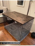 Farmhouse Dog Crate Topper: Wood Kennel Table Cover