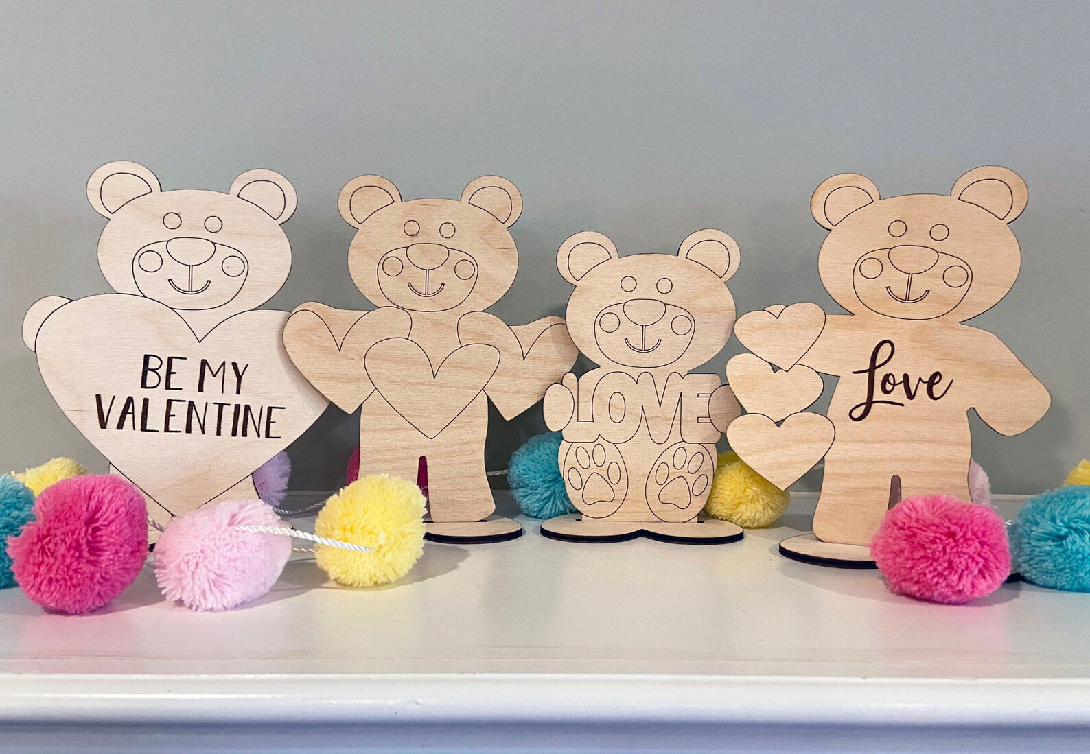 DIY Set of 4 Valentine's Day Bears Valentine's Day - Etsy