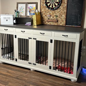 Double Dog Kennel | Entertainment Center Dog Kennel | FREE SHIPPING | Farmhouse Dog Kennel | Dog Crate | Rustic Dog Kennel | Tv Stand | Pets
