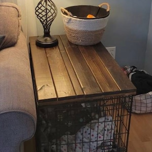 Farmhouse Dog Crate Table Top: Wooden Kennel Cover