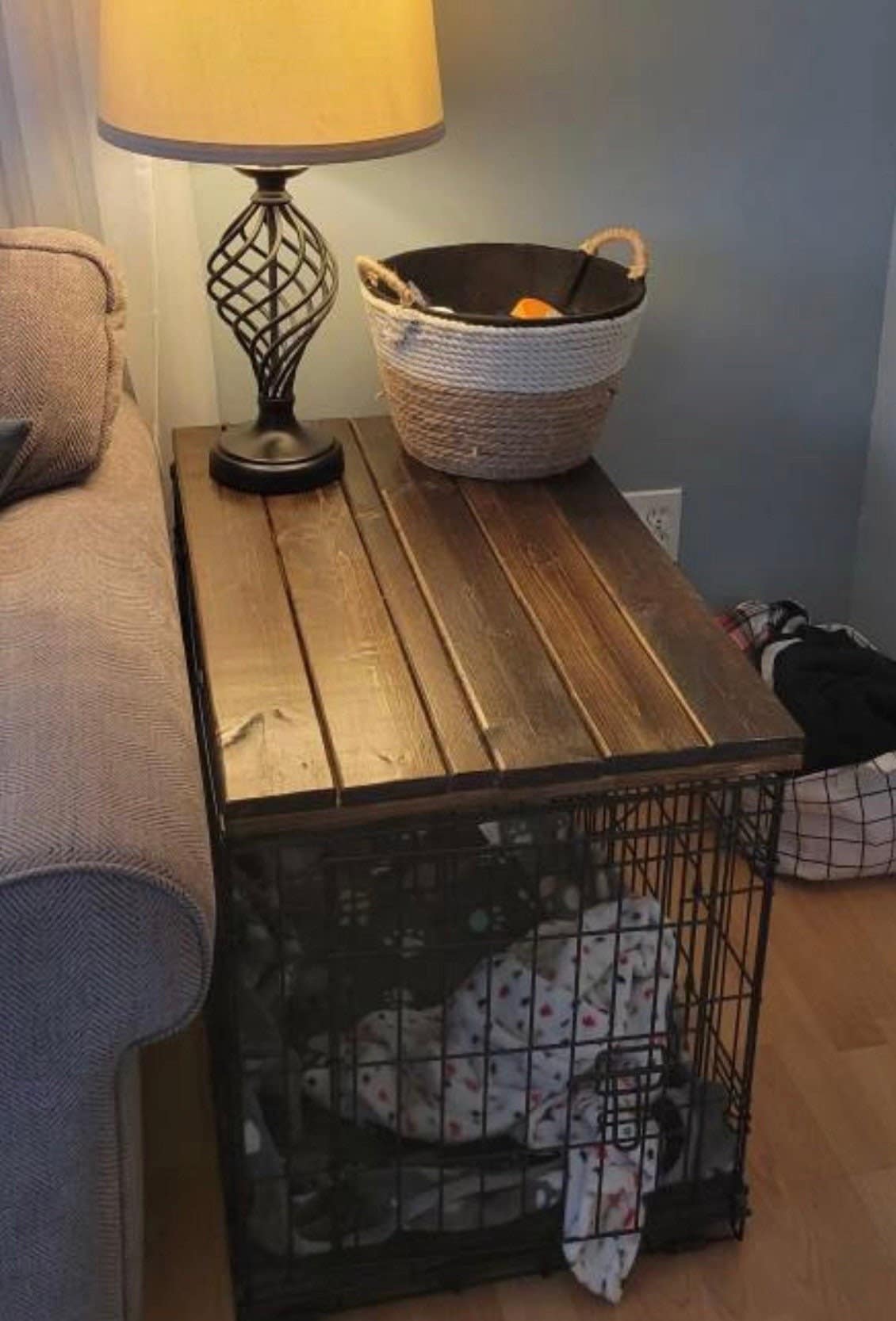Dog Kennel Wood Table Top, Dog Kennel Cover, Farmhouse Dog Kennel Top, Dog Crate top, Dog Crate Table, Wire Crate Cover, Farmhouse Crate