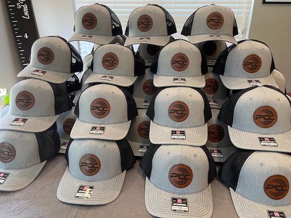 Custom Logo Trucker Hat: Bulk Leatherette Patch, Richardson 112 & Yupoong