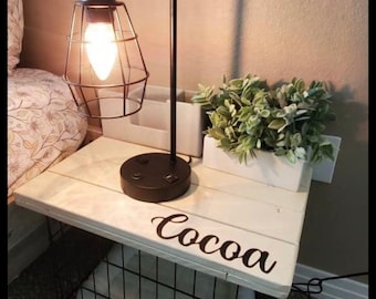 Farmhouse Dog Crate Table Top: Wood Kennel Cover
