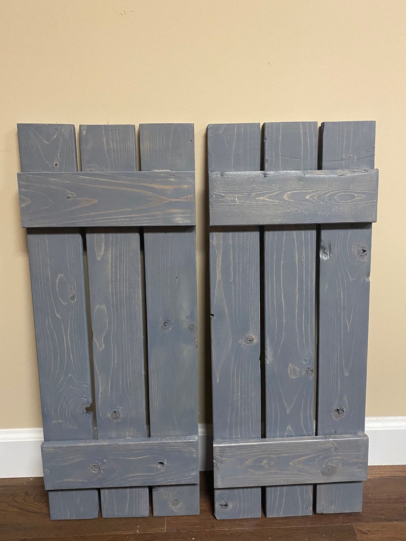 Rustic Board and Batten Wood Shutters: Farmhouse Decor, Multiple Colors ...