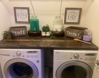 Washer and Dryer Top, Laundry Room Organization, Farmhouse Laundry Topper, Washer and Dryer Wood Table Top, Laundry Furniture, Laundry Gift