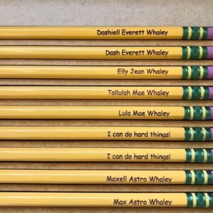 Personalized #2 Pencil Set, Custom Children&#39;s Pencils, Back To School Supplies, Custom Made Engraved Pencils