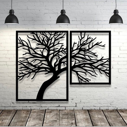 Tree of Life Metal Wood Wall Art Tree of Life Wall Decor Etsy