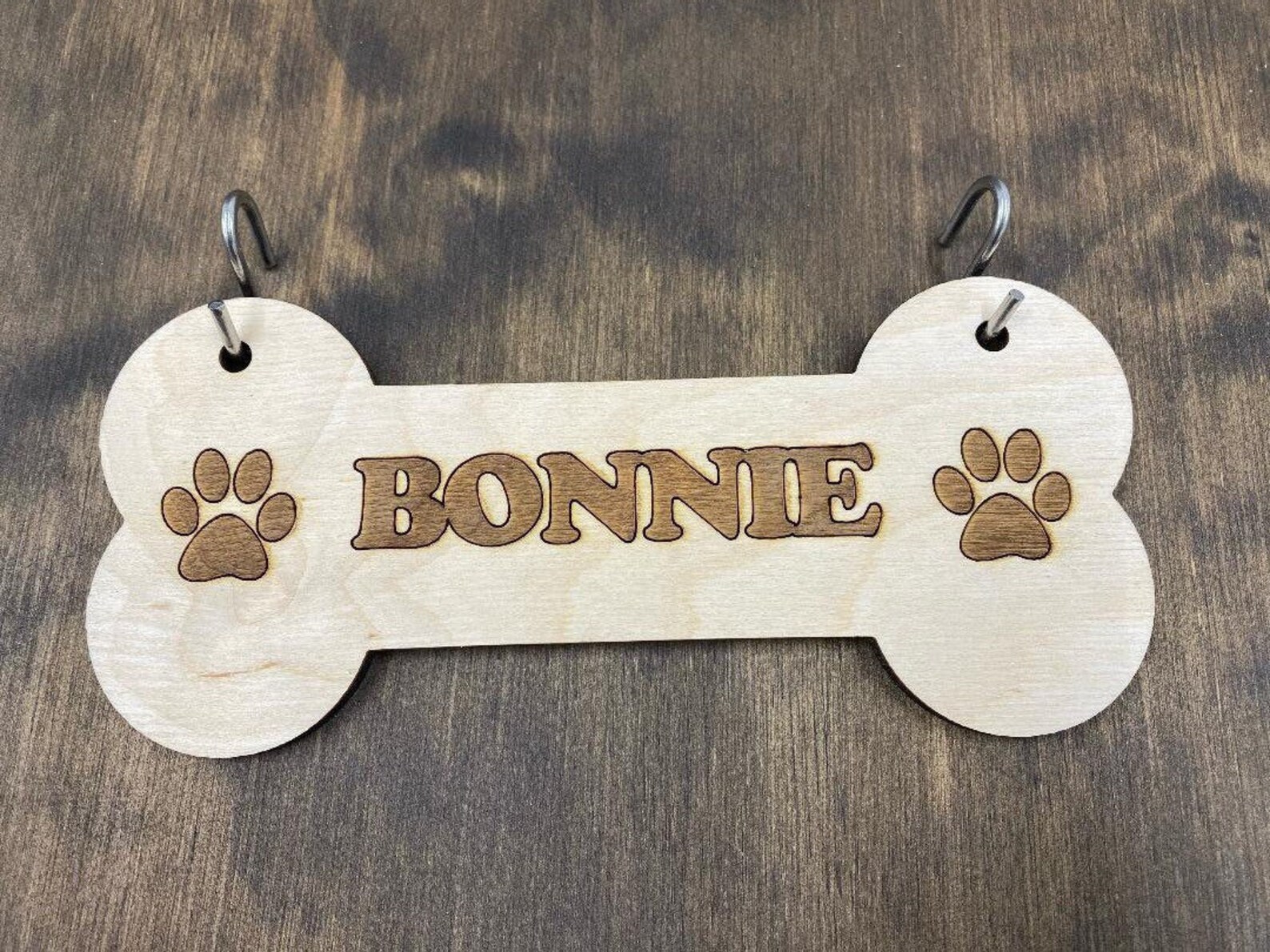 Personalized Pet Crate Name Tag Dog Bone With Heart Paws Etsy