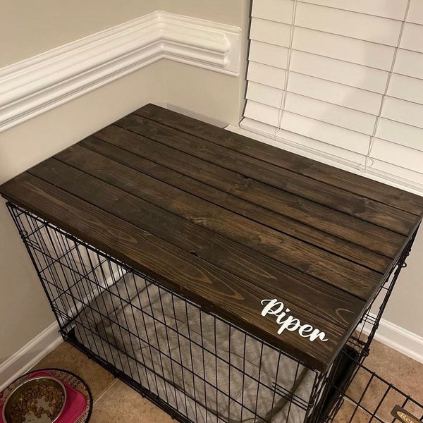 Farmhouse Dog Crate Topper: Wood Kennel Table Cover