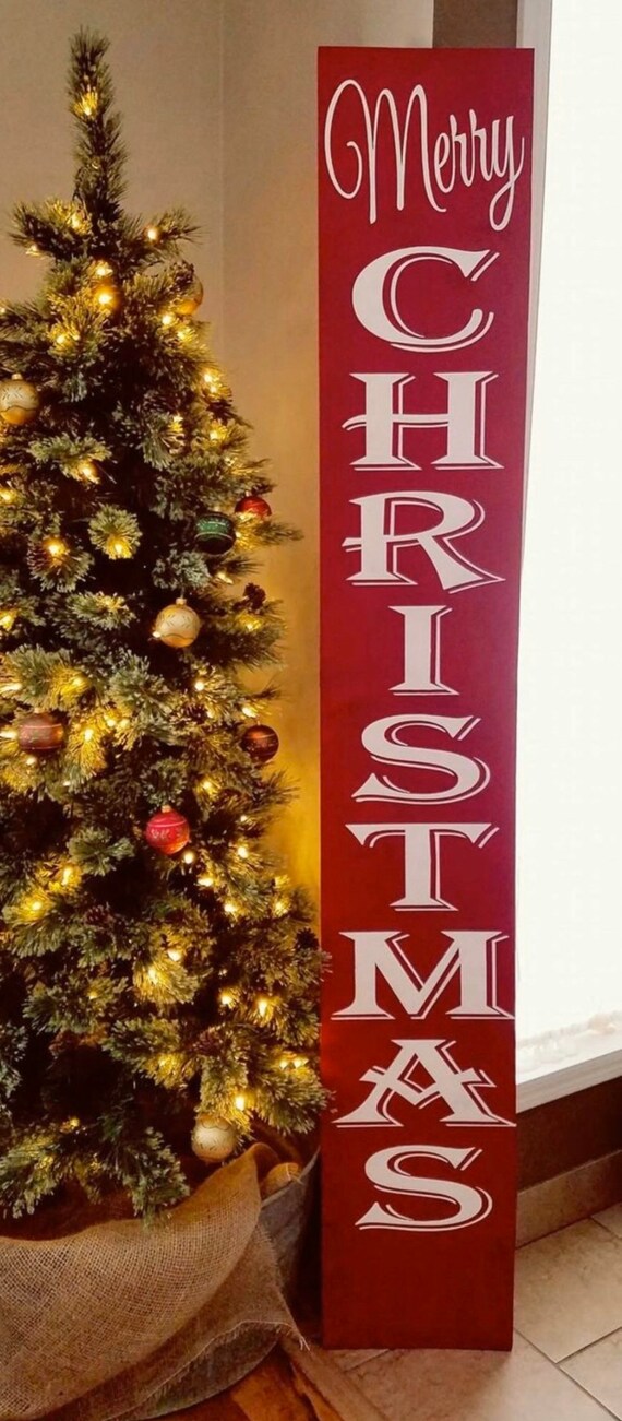 Merry Christmas Porch Sign Christmas Decor Outdoor Christmas Sign Vertical Christmas Porch sign Xmas Porch Sign Merry Christmas Sign