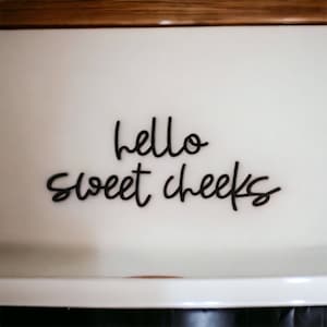 Hola, mejillas dulces, arte de pared de madera, letreros divertidos para el baño, letras de madera para el baño, letreros divertidos para el baño sobre el inodoro, regalos divertidos