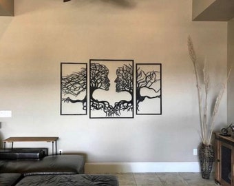 Tree of Life Wall Art | 3-Panel Wall Decor | Kissing Tree Artwork | Nature-Inspired Home Decor | Unique Gift for Any Occasion | Gallery Art