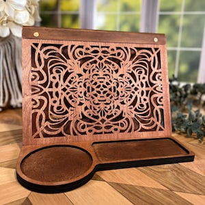 Rustikaler Buch Valet aus Birkenholz: Handgefertigter Lese Nook Organizer