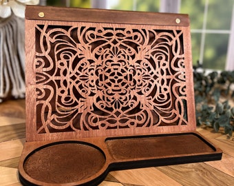 Voiturier en bois rustique - Organiseur artisanal pour un coin lecture confortable, cadeau