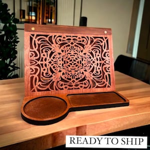 Wooden Book Valet Tray, Wood Nightstand Book Page Holder, Gift for Book Lovers, Unique Book Nook, Gift for Mom, Birthday Gift, Tablet Ipad