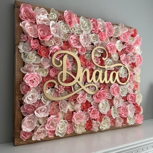 Custom Floral Nursery Name Sign with Real Wood Soca Flowers - Personalized Baby Room Decor Gift