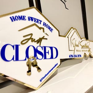 Custom Acrylic Just Closed Key Sign: Real Estate Photo Prop