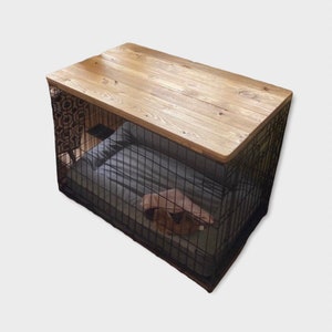 Farmhouse Dog Crate Table Top: Reclaimed Wood Kennel Cover Labor Day Sale