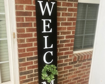 Rustic Wood Welcome Sign: Vertical Porch Decor (6 ft)
