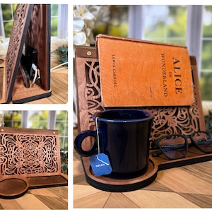 Rustic Wooden Book Valet - Handcrafted Organizer for a Cozy Reading Nook