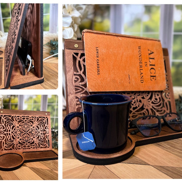 Rustic Wooden Book Valet - Handcrafted Organizer for a Cozy Reading Nook