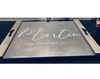 Personalized Rustic Wood Stove Top Cover - Noodle Board Kitchen Decor