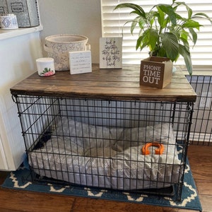 Dog Crate top | Kennel Top Furniture | Dog Crate Tabletop | Dog Kennel Top | Crate End Table | Dog Crate Indoor Furniture