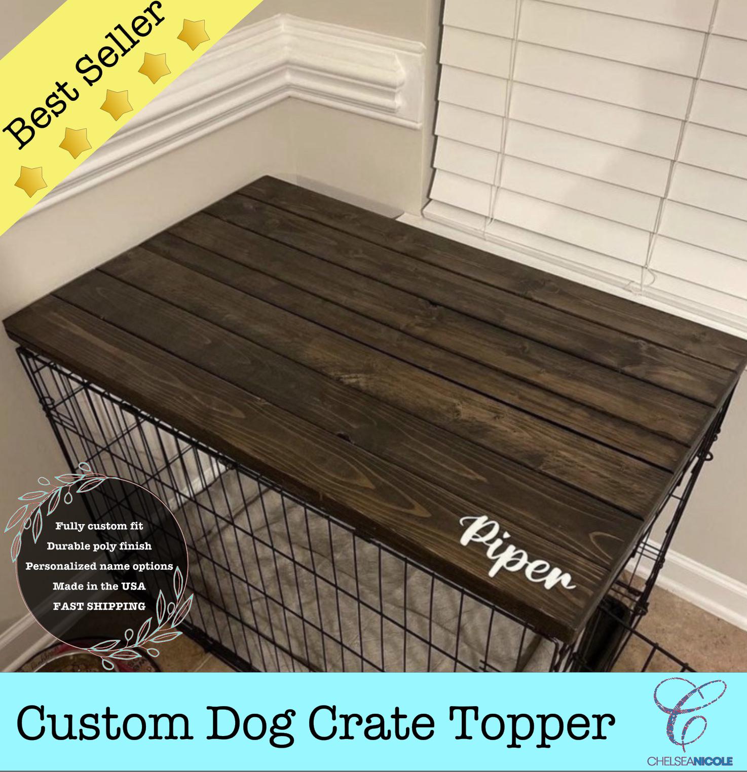 Reclaimed Wood Dog Crate Topper: Kennel End Table Furniture