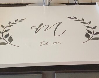 Personalized Rustic Wood Stove Top Cover: Kitchen Decor