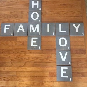 Wood Scrabble Wall Art: Personalized Name Tiles, Wall Decor Gift