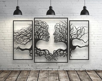 Tree of Life Wood Wall Art, Tree of Life Metal Wall Decor, Tree Wall Art, Panel Wood Art Gallery Wall Set, 3 Panel Wall Art, Metal Wall Art