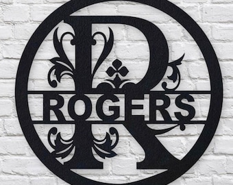 Personalized Round Family Name Sign: Hand-Painted Monogram Door Wreath