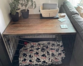 Dog Kennel Wood Table Top, Dog Kennel Cover, Farmhouse Dog Kennel Top, Dog Crate top, Dog Crate Table, Wire Crate Cover, Farmhouse Crate