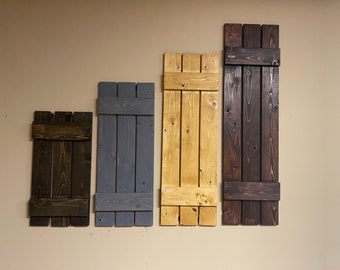 Rustic Board and Batten Wood Shutters: Farmhouse Style, Multiple Colors
