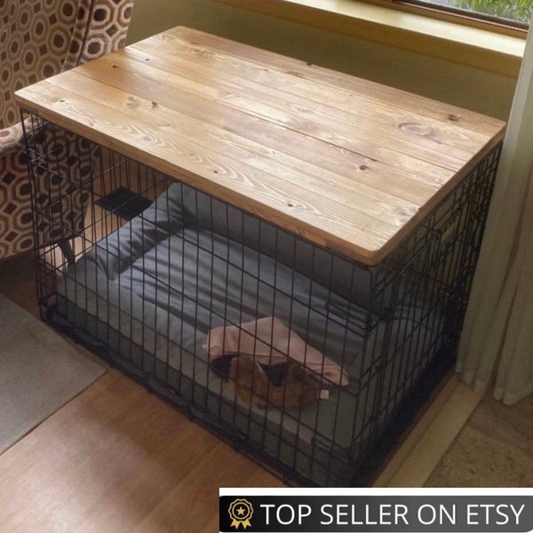 Dog kennel Table, dog crate hack, pet bed, pet furniture, dog kennel, wood table top, pet furniture, pet space saver, pet organization