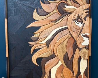 Laser-Cut Lion Wooden Wall Art: Safari Jungle Decor