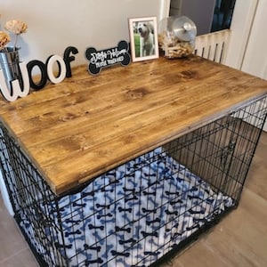Farmhouse Dog Crate Topper: Wood Kennel Table Top image 4